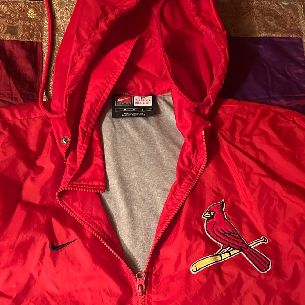 Nike Red Hooded Windbreaker with Cardinals Logo
